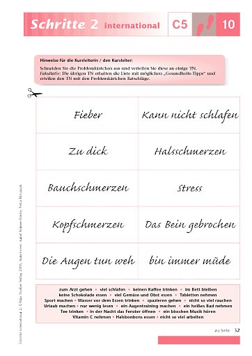 Kopiervorlage zu Lektion 10, C5