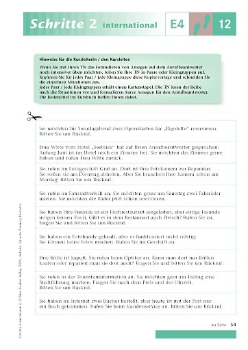 Kopiervorlage zu Lektion 12, E4