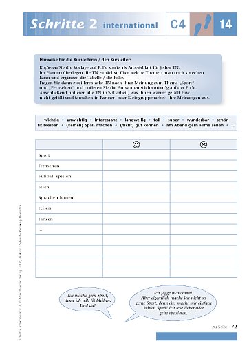 Kopiervorlage zu Lektion 14, C4