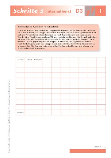 Kopiervorlage zu Lektion 1, D4