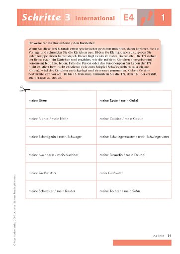 Kopiervorlage zu Lektion 1, E4