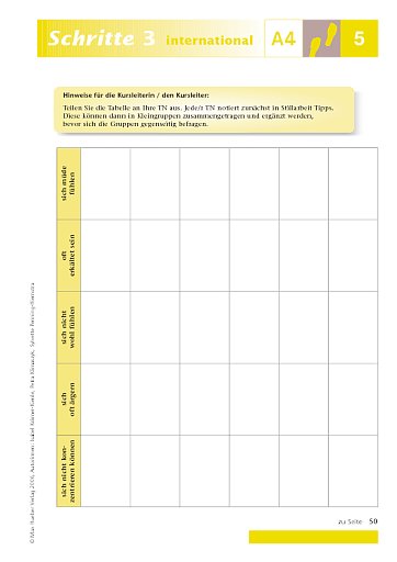 Kopiervorlage zu Lektion 5, A4