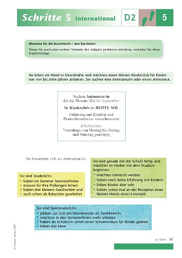 Kopiervorlage zu Lektion 5, D2