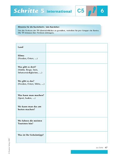Kopiervorlage zu Lektion 6, C5