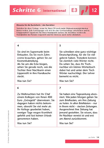 Kopiervorlage zu Lektion 12, E3