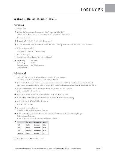 Lösungen und Liste unregelmäßiger Verben