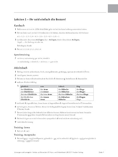 Lösungen und Liste unregelmäßiger Verben