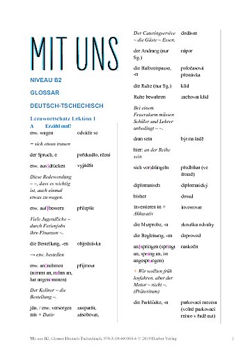 Glossar Deutsch-Tschechisch