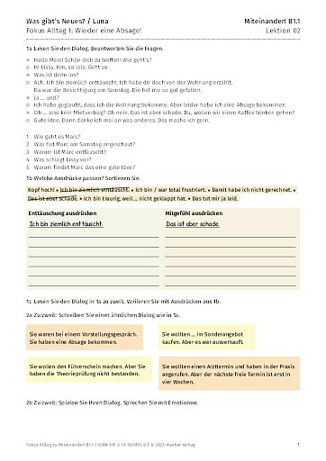 Fokus Alltag 1: Wieder eine Absage