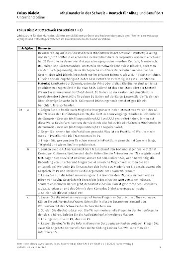 Unterrichtsplan (Fokus Dialekt)
