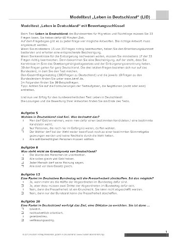 Modelltest: Leben in Deutschland