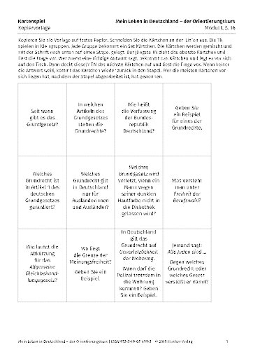 Kopiervorlage zu Modul I, S.16