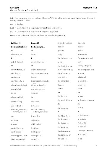 Glossar Deutsch-Französisch