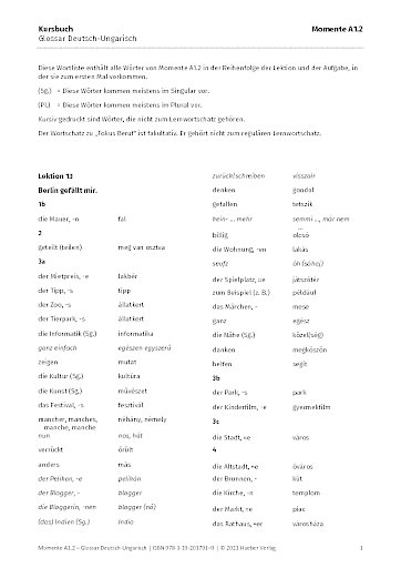 Glossar Deutsch-Ungarisch