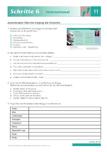 Zwischenspiel: Über den Umgang mit Menschen