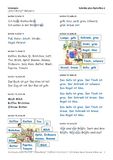 Lösungen - Aufgaben "Schon fertig?"