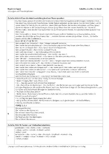 Lösungen und Transkriptionen zu den Hörtexten