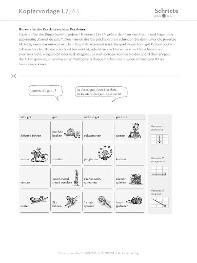 Kopiervorlage, Lektion 7, A3