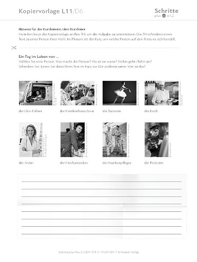 Kopiervorlage, Lektion 11, D6