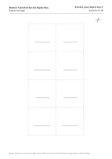 Blanko-Kärtchen für die Alpha-Box