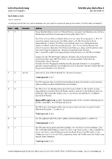 Unterrichtspläne Starter & Lektion 9-16