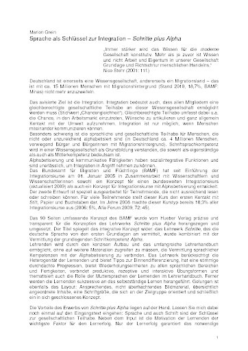 Sprache als Schlüssel zur Integration – Schritte plus Alpha