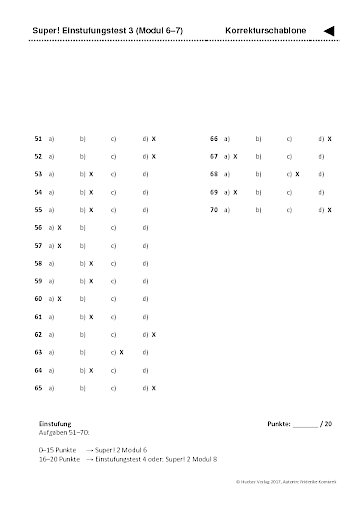 Einstufungstests 3-4 – Korrekturschablone