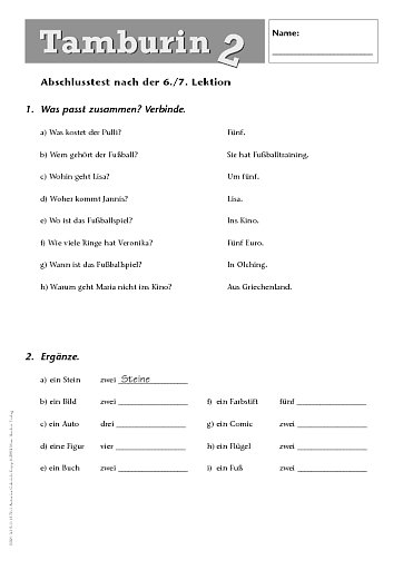 Abschlusstest nach der 6./7. Lektion