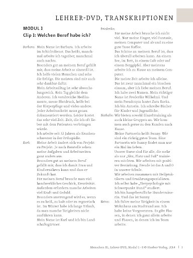Transkriptionen zur Lehrer-DVD