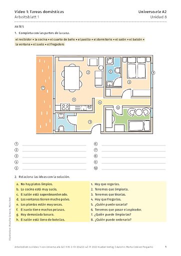 Arbeitsblatt zu Video 1: Tareas domésticas