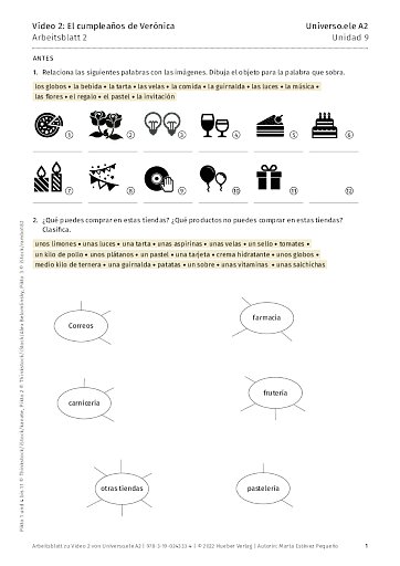 Arbeitsblatt zu Video 2: El cumpleaños de Verónica