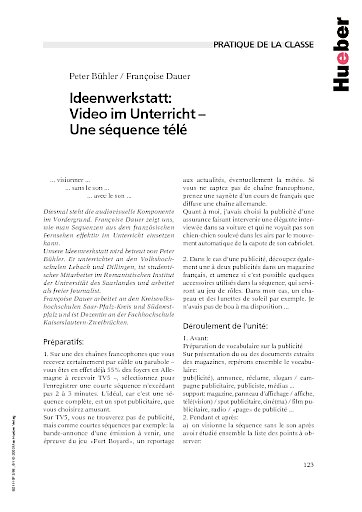 Video im Unterricht - Une séquence télé