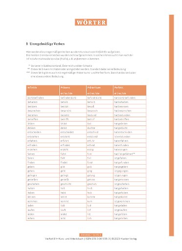 Liste unregelmäßiger Verben