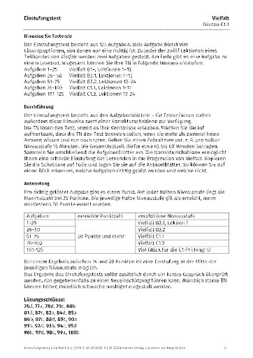 Einstufungstest – Korrekturschablone