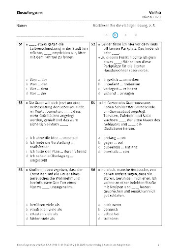 Einstufungstest – Aufgabenblatt