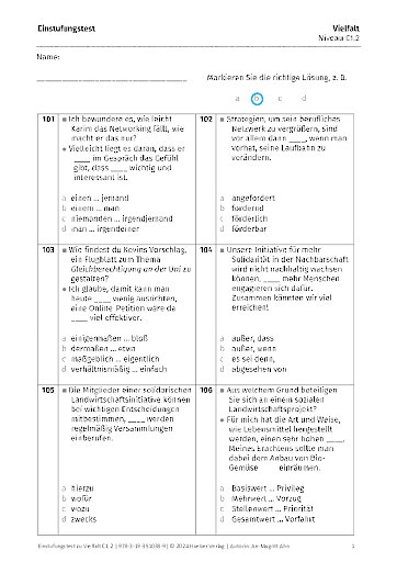 Einstufungstest – Aufgabenblatt