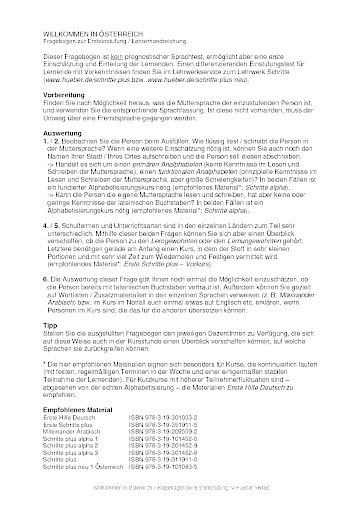 Fragebogen zur Ersteinstufung: Lehrerhandreichung