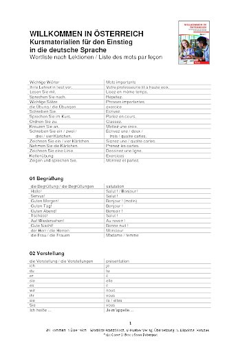 Lektionswortschatz Französisch