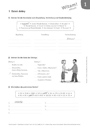 Arbeitsblätter und Lösungen zu Lektion 1-2