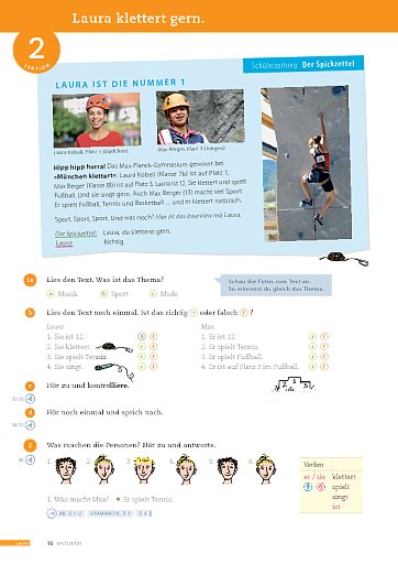 Lektion 2: Laura klettert gern.