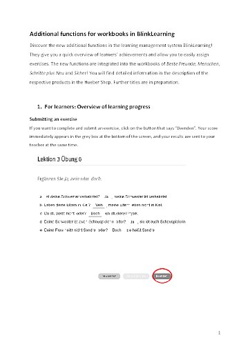 Instructions for additional functions in BlinkLearning (in English)