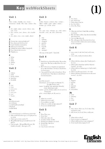 webWorkSheets Unit 1-12: Key