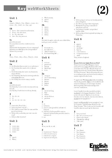 webWorkSheets Unit 1-12: Key
