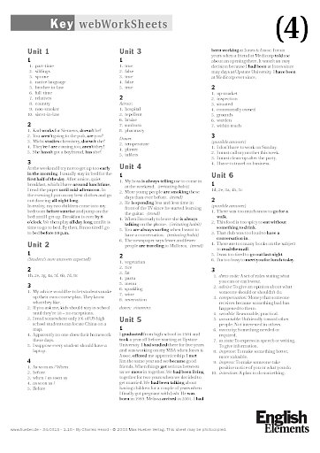 webWorkSheets Unit 1-10: Key