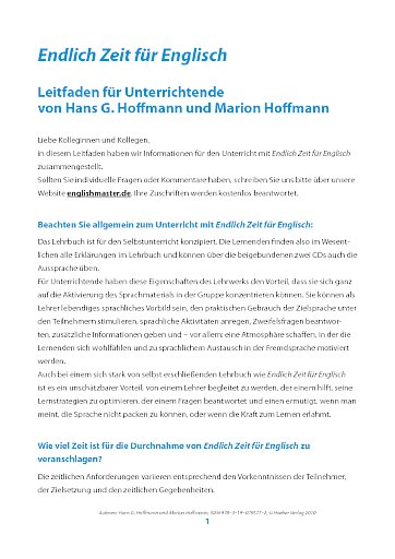 Endlich Zeit für Englisch: Leitfaden für Unterrichtende