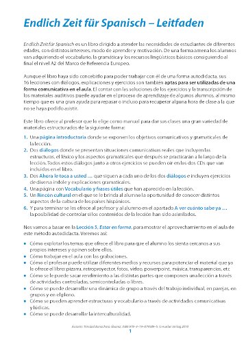 Endlich Zeit für Spanisch: Leitfaden für Unterrichtende