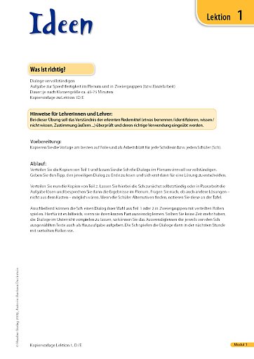 Was ist richtig? - Dialoge vervollständigen