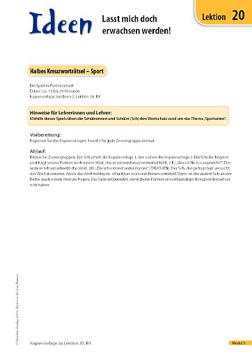 Halbes Kreuzworträtsel – Sport