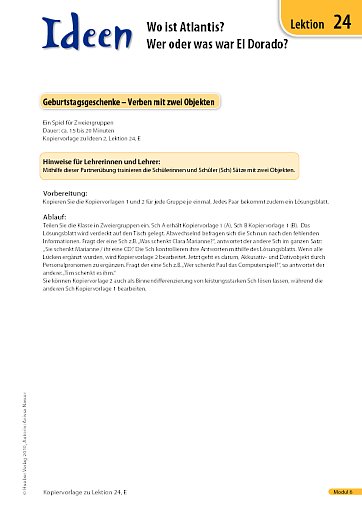 Geburtstagsgeschenke – Verben mit zwei Objekten