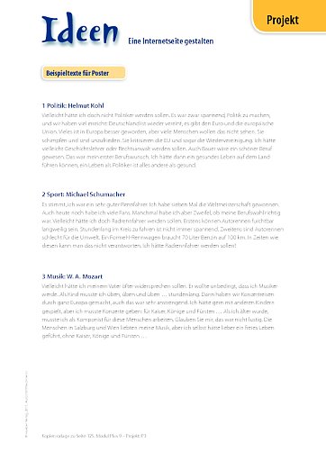 Modul Plus 9: Beispieltexte für die Internetseiten